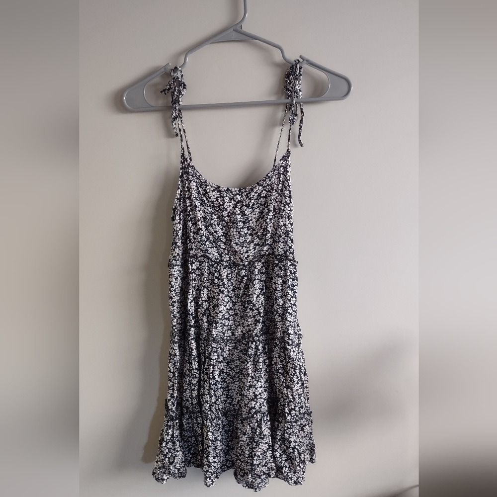 SHEIN Black and White Flower Babydoll Dress
